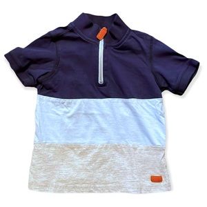 7 Seven For All Mankind Shirt Boys Half Zip Color Block Blue & Gray Top Size 3T